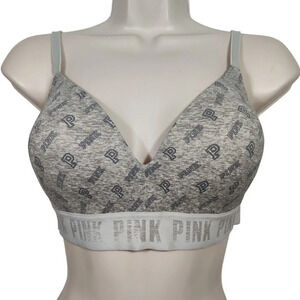 Victorias Secret PINK Wear Everywear Wireless Lightly Lined Bra Gray Size 34D